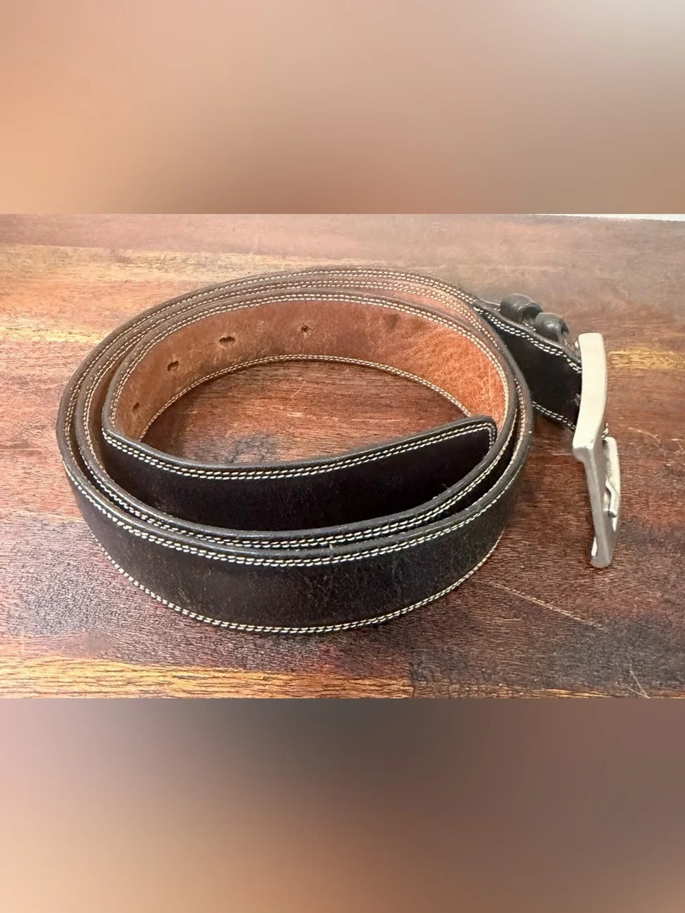 Robert Talbot Men's Brown Leather Belt with Silver Buckle size 40 made in Italy‎